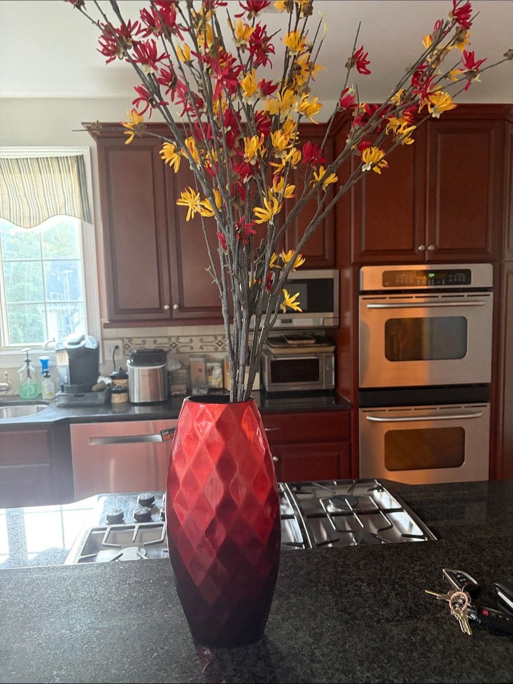 Decorative Red Ombre Glass Vase -